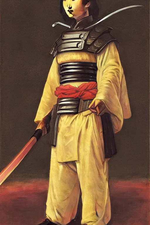 Image similar to a samurai in space, by bouguereau