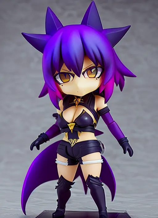 Image similar to arty kda ahri from league of legends nendoroid full body hyperdetalied, hero action pose, osamu tezuka, macoto takahashi, chibi, q posket, 8 k realistic, 3 d, cryengine, exquisite, two hands, focus, symmetrical face, artstation, frostbite 3 engine, cryengine