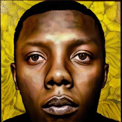 Image similar to dizzee rascal, intricate trippy oil painting