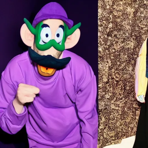 Image similar to billie eilish dressed as waluigi