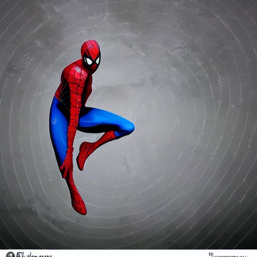 Image similar to Spiderman standing under rain , melancholy, dramatic, sad ambience