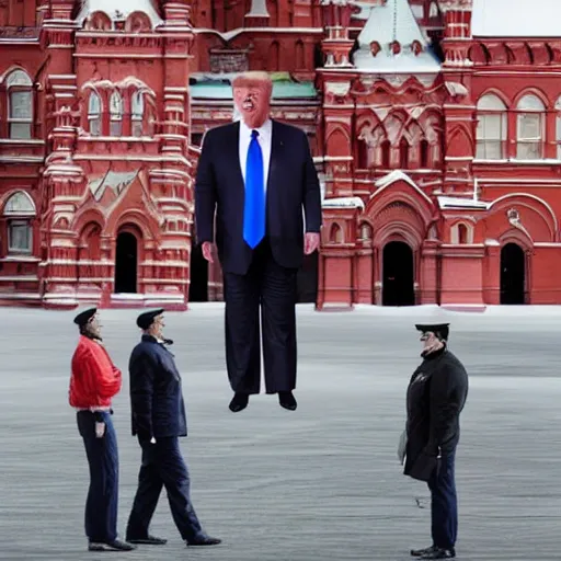 Prompt: realistic photograph of Donald Trump at red square