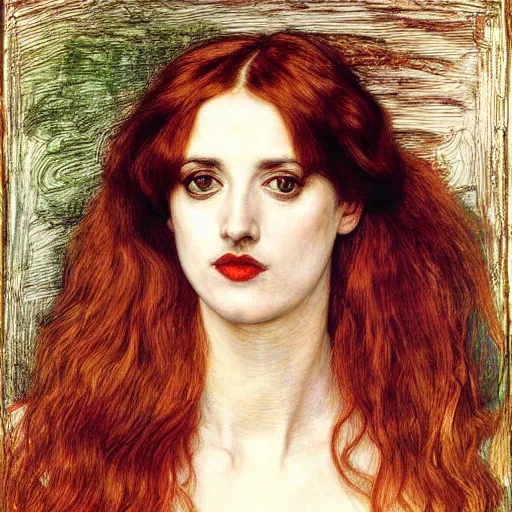 Prompt: a realistic detailed face portrait of Pre-Raphaelite Eva Green by Dante Gabriel Rossetti, by William Holman Hunt, by John Everett Millais, James Collinson, by Frederic George Stephens, pale, elegant,