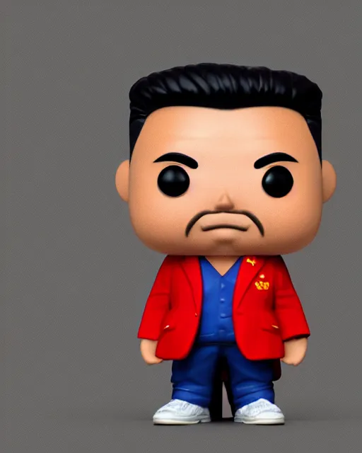 Image similar to full body 3d render of kim yong-un as a funko pop, studio lighting, white background, blender, trending on artstation, 8k, highly detailed