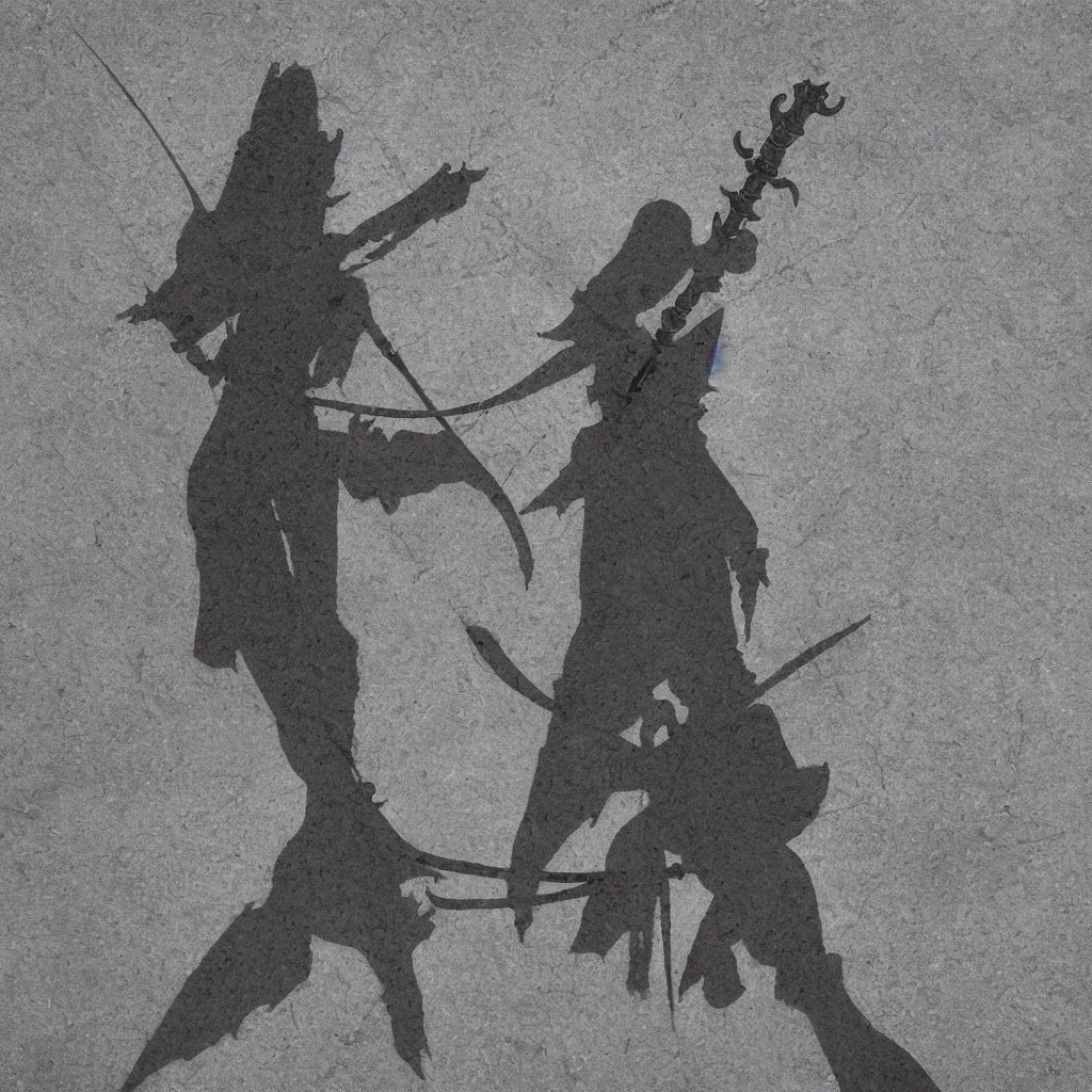 Image similar to longbow manifested from shadow, high detail, fantasy, weapon, shadow magic