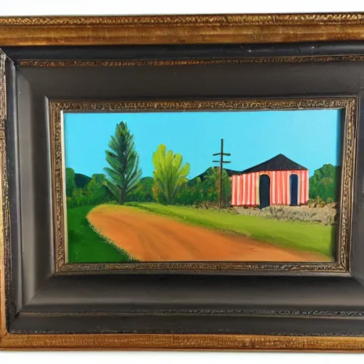 Prompt: an acrylic painting of a country town
