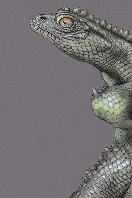 Image similar to lizardman, gray scales, anime, hd,