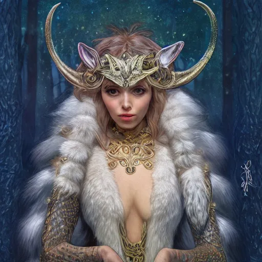 Image similar to a photograpic portrait of a anthropomorphic norse mythology mimosa wearing furry clothes, fantasy, intricate, elegant, highly detailed, digital painting, artstation, concept art, smooth, sharp focus, illustration, art by artgerm and H R Giger and alphonse mucha