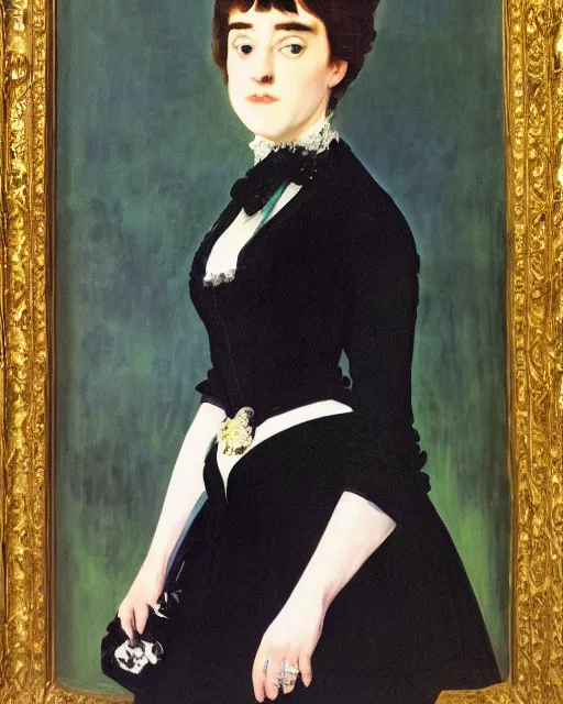 Image similar to portrait of a woman by manet and lisa frank