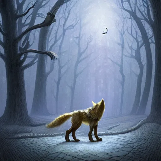 Image similar to Wolf as a mage, artwork by Gediminas Pranckevicius,