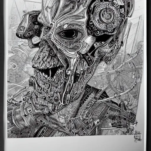 Image similar to john carmack, black ink on paper, trending on artstation, beautiful, intricate, detailed