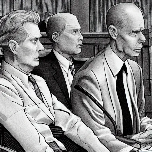 Prompt: beavis testifying in court, detailed faces