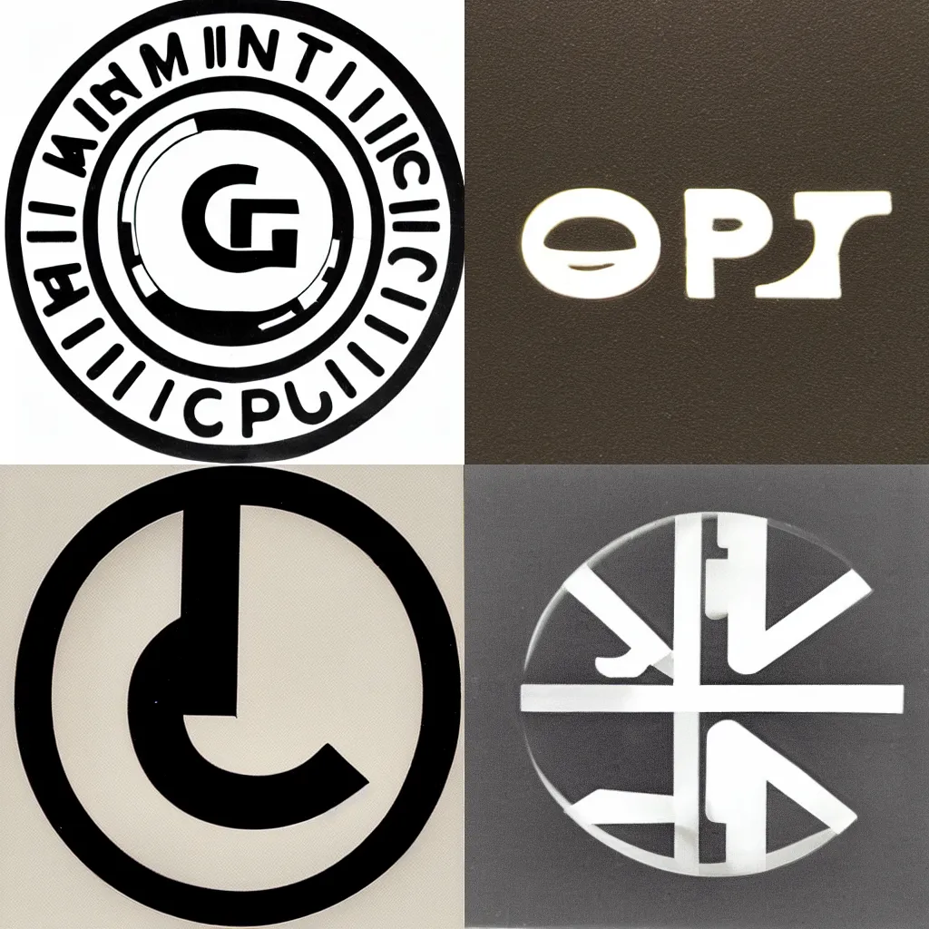 Prompt: circular logo for the company gpt, black and white, helvetica typeface, swiss modernist, 1 9 7 0 s 1 9 7 8, gpt