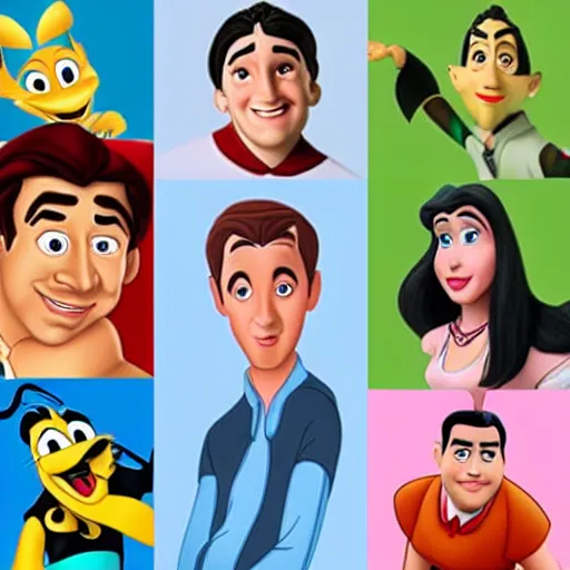 Image similar to of many disney characters that are based on the friends comedy programme characters