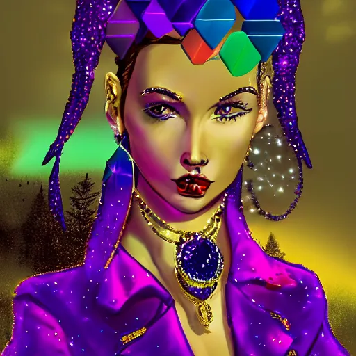 Image similar to !dream A Jewelpunk society would be one of gleaming perfection, where every surface is adorned with sparkling gems and jewelry. The skies would be a rainbow of colors, as light reflecting off of the endless gems creates a spectrum of hues. The people would be impeccably dressed, with each outfit adorned with jewels that match their personality and status. Even the weapons and other tools would be made out of precious metals and gems, adding to the overall air of opulence.