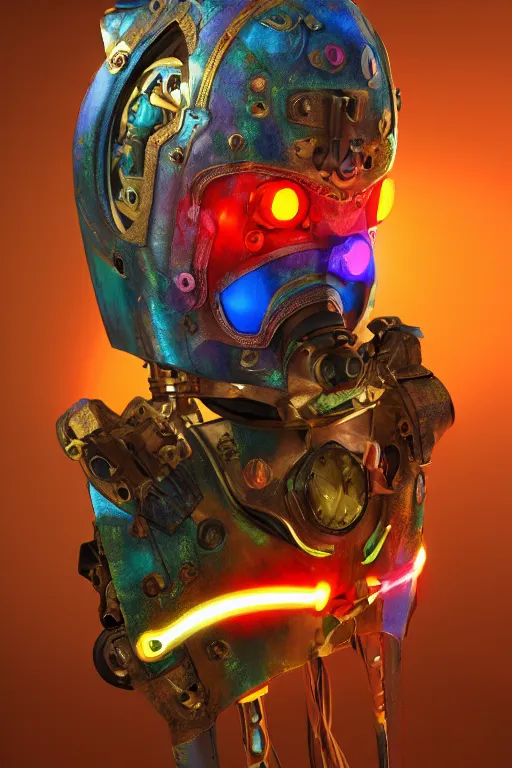 Image similar to colorful vivid steampunk mask minimalist fantasy art robot ninja helmet, global illumination ray tracing hdr fanart arstation by sung choi and eric pfeiffer and gabriel garza and casper konefal