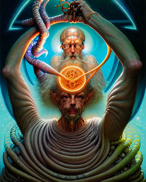 Prompt: the hermit tarot card, fantasy character portrait made of fractals, ultra realistic, wide angle, intricate details, the fifth element artifacts, highly detailed by peter mohrbacher, hajime sorayama, wayne barlowe, boris vallejo, aaron horkey, gaston bussiere, craig mullins