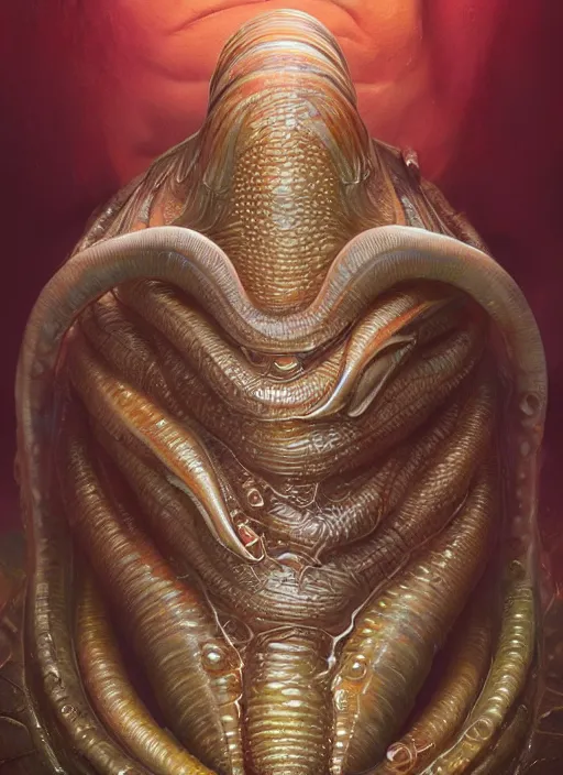Image similar to full body shot of elon musk as slimy mollusk character, drool, wide angle, intricate, elegant, highly detailed, digital painting, artstation, concept art, wallpaper, smooth, sharp focus, illustration, art by artgerm and greg rutkowski and h. r. giger and alphonse mucha