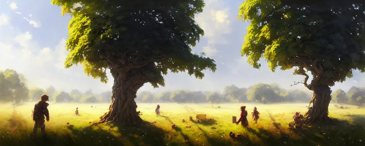 Prompt: big oak with grapes in the middle of a field, illustration, digital painting, concept art, trending on artstation, pixiv, art by ruan jia and makoto shinkai, shades of grey