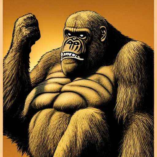Prompt: King Kong, illustrated by Richard Corben, intricate, ultra detailed, trending on artstation, 4k, 8k