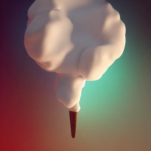 Prompt: dramatic render of a nebulous ice cream cone radiating with flavor, cgsociety, artstation, 4k