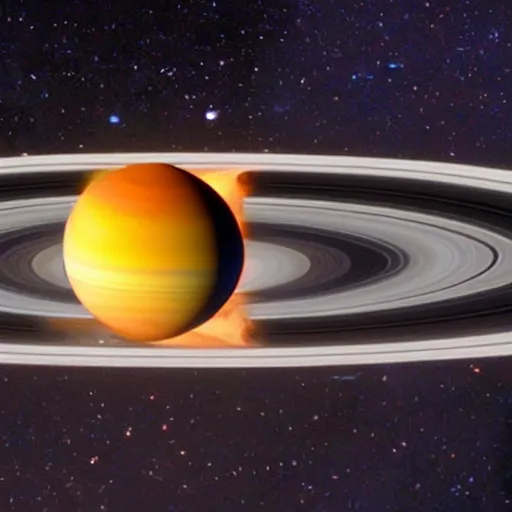 Image similar to Saturn, its aura is made of instant noodles