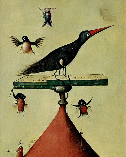 Image similar to hieronymus bosch's funnel bird