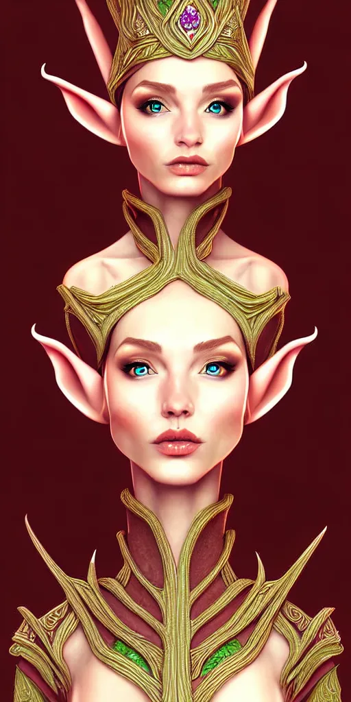 Prompt: an elf queen, digital art, highly detailed, elegant, art by serafleur.