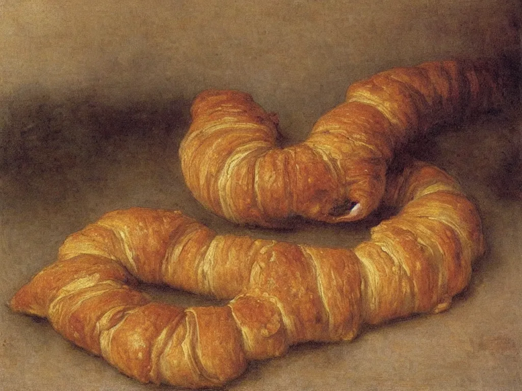 Image similar to the human - eating croissant. painting by henri fantin - latour