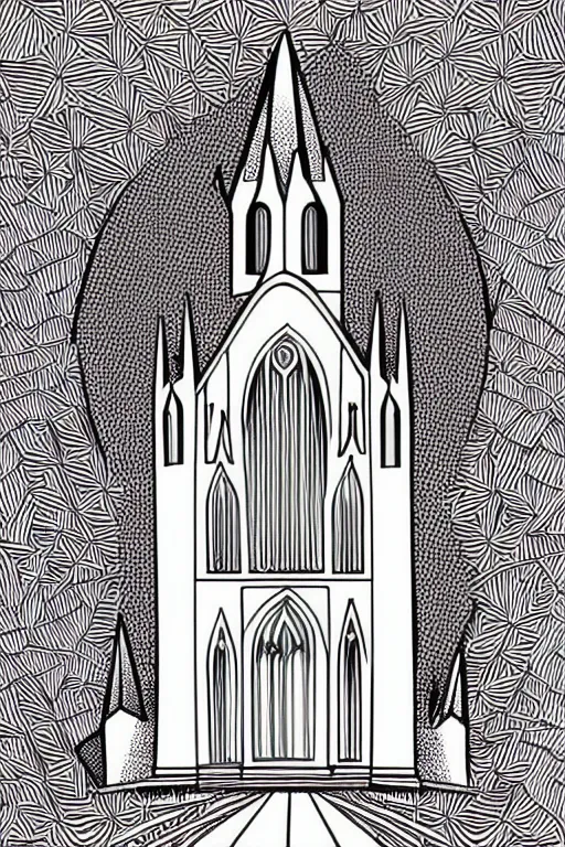 Image similar to minimalist boho style art of a church, illustration, vector art