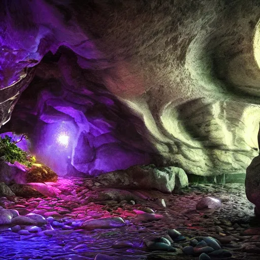 Image similar to Deep dark grand-cave with wonderful magical crystals, hyperrealism, no blur, 4k resolution, ultra detailed-i