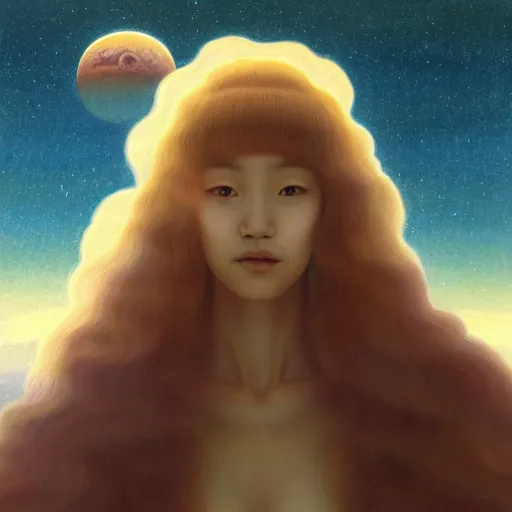 Prompt: a ultradetailed beautiful painting of a young german japanese woman on mars by hsiao ron cheng, ngai victo, nivanh chanthara jean delville wlop and dougherty patrick, trending onv artstation, light sparkles, major arcana sky, sharp focus, soft light