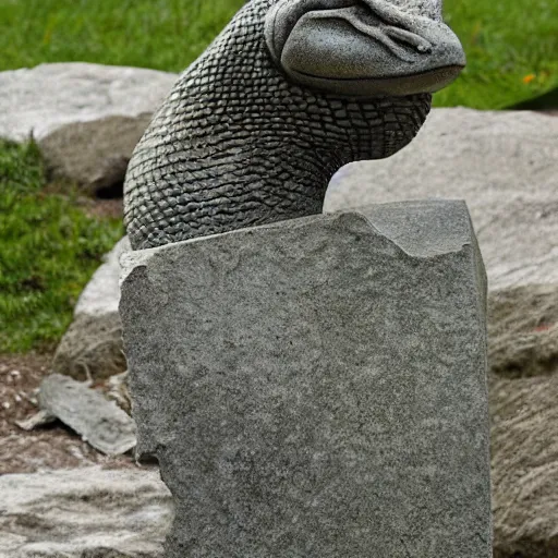 Image similar to stone statue of a snake, realistic, detailed