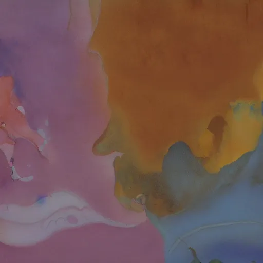 Image similar to a lost work of genius, a beautiful composition of incredible art, centred, expressing the form of the formless, wondrous, benign and numinous, looking at it rewards the soul, being-in-itself, in 8k HD, by Helen Frankenthaler and by Walt Disney