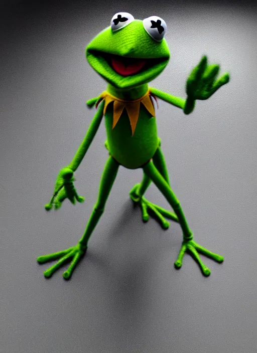 Image similar to kermit the frog in t - 4 5 power armor, fallour 4 ps 5 screen shot, octane render, cinematic lighting, sharp detail, 5 k