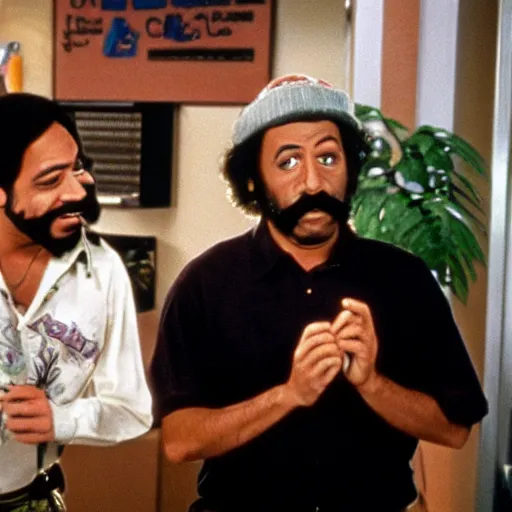 Prompt: cheech and chong get an office job and they hate it, new summer blockbuster movie