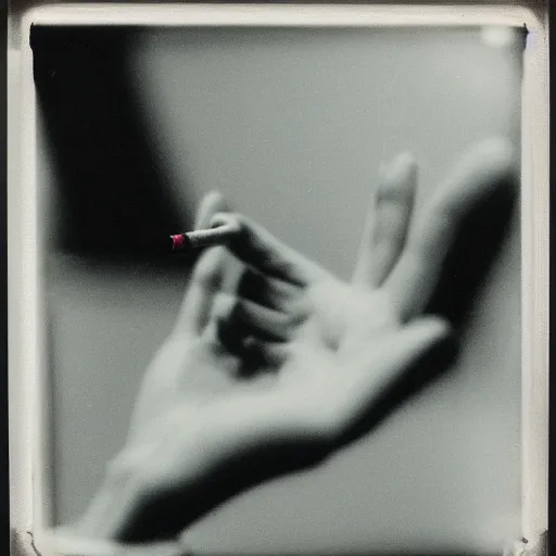 Image similar to a photo of woman hand with a cigarette, polaroid,