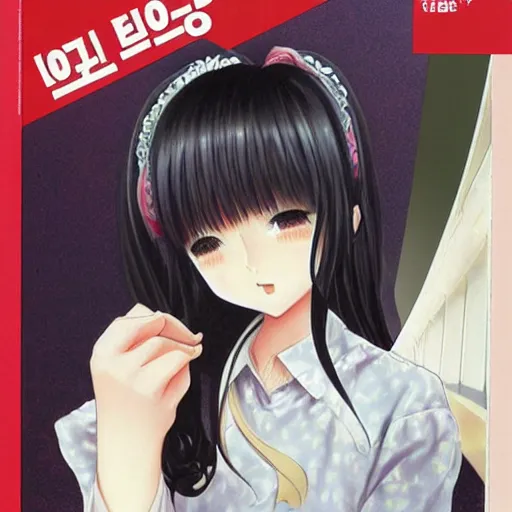 Image similar to korean girl manga cover hardcover, realistic, very detailed