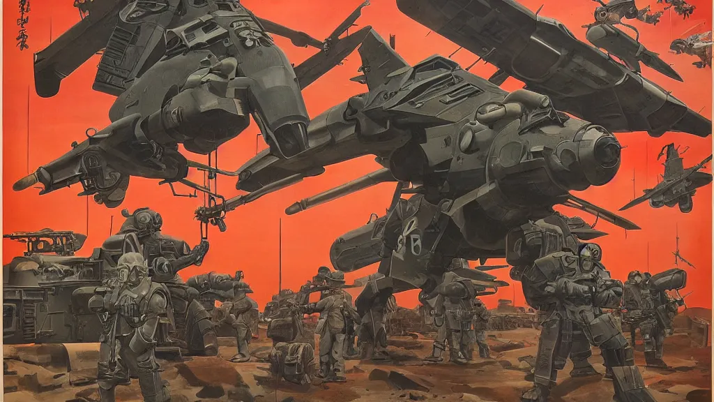 Prompt: American mechs take Okinawa, sci-fi illustrations, WWII propaganda poster, highly detailed, intricate, photorealistic, award-winning, patriotic, american, dark, gritty, oil painting