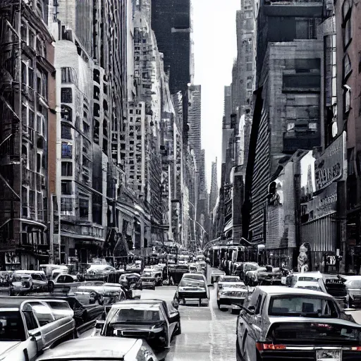 Image similar to photograph of a new york city street in 2 0 9 9