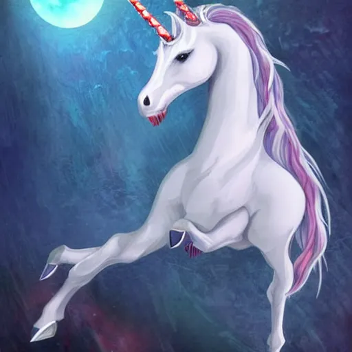 Image similar to an evil stabby unicorn, fantasy art