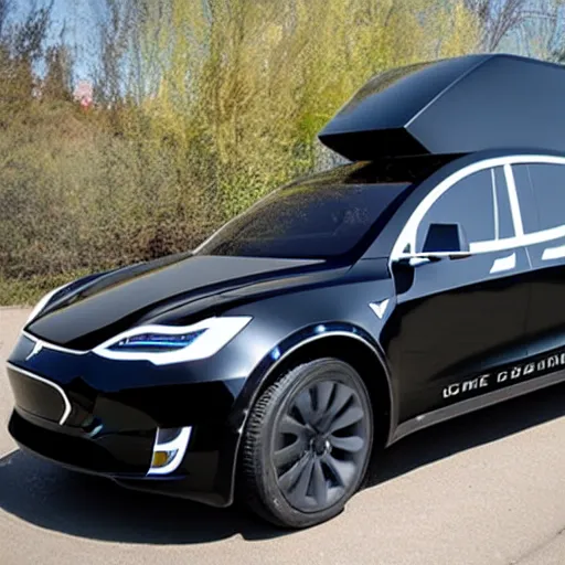 Image similar to the Tesla Cybertruck as a limousine, painted pure black