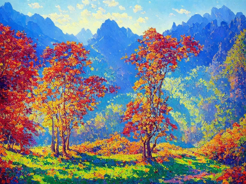 Image similar to majestic nature scenery, breathtaking oil painting by erin hanson, alexi zaitsev, karl spitzweg, award winning, impressionistic