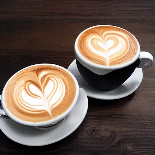 Image similar to latte art is a method of preparing coffee created by pouring microfoam into a shot of espresso and resulting in a pattern or design on the surface of the latte. it can also be created or embellished by simply drawing in the top layer of foam.