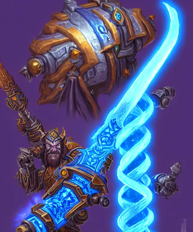 Image similar to bright weapon of warcraft blizzard weapon art, a spiral magic staff, bokeh. bright art masterpiece artstation. 8k, sharp high quality illustration in style of Jose Daniel Cabrera Pena and Leonid Kozienko, blue colored theme, concept art by Tooth Wu,