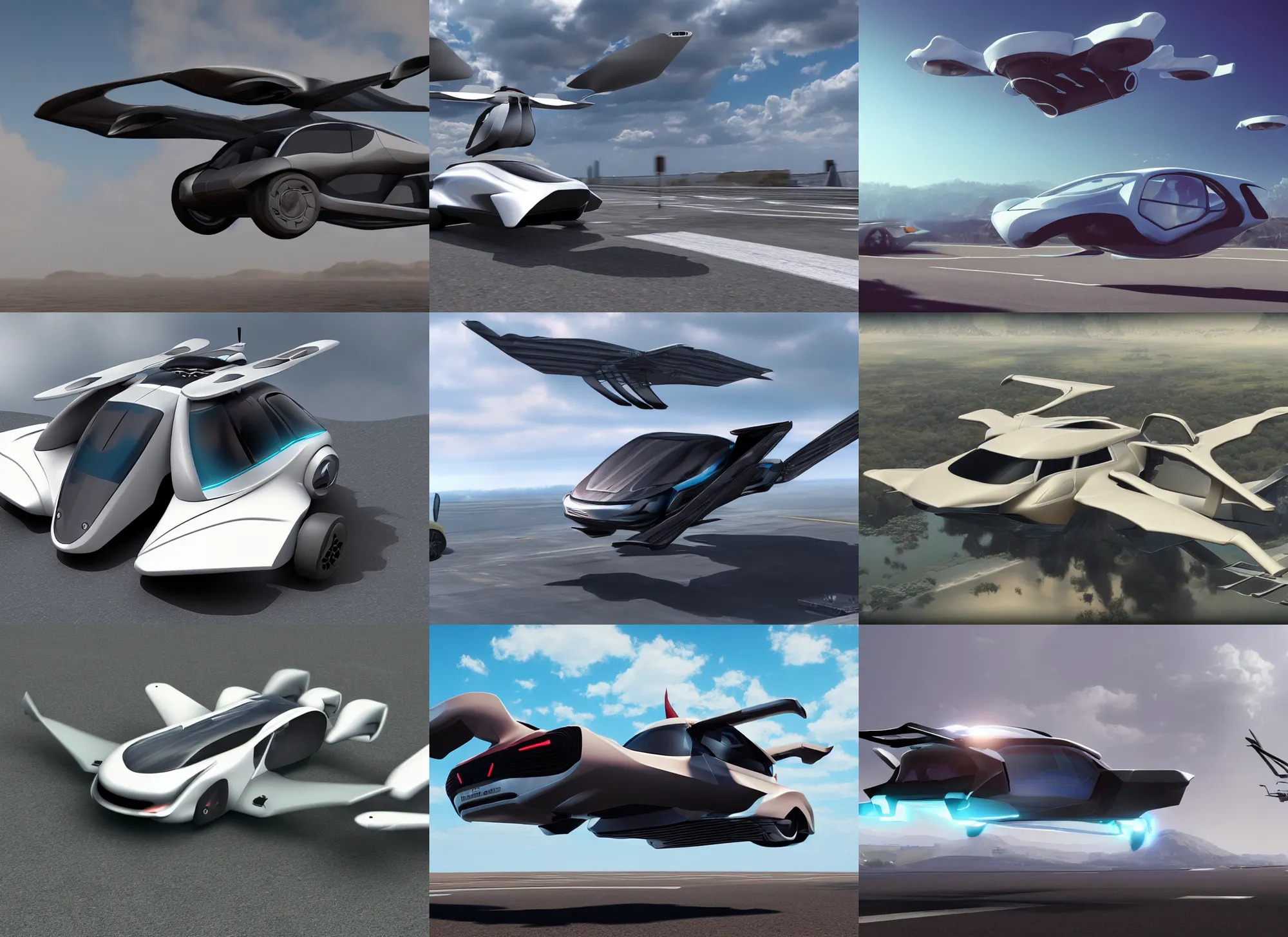 Prompt: flying car concept in the future, artstation, unreal engine 8k