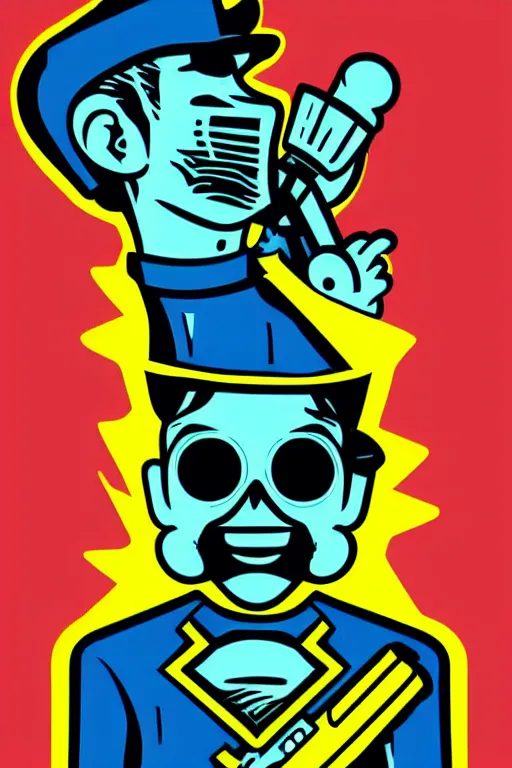 Image similar to fallout 7 6 retro futurist illustration art by butcher billy, sticker, colorful, illustration, highly detailed, simple, smooth and clean vector curves, no jagged lines, vector art, smooth andy warhol style