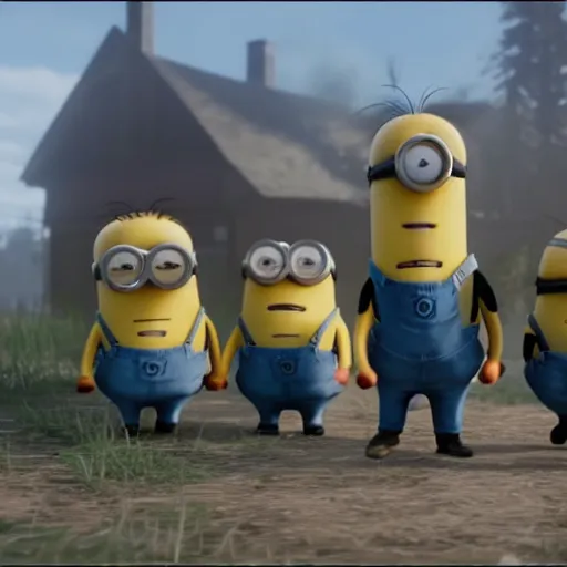 Image similar to Film still of Minions, from Red Dead Redemption 2 (2018 video game)