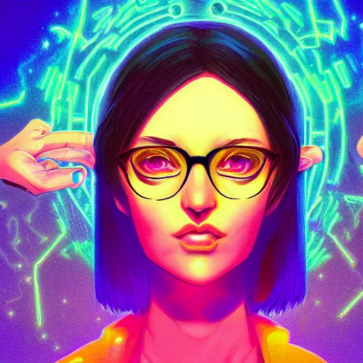 Image similar to skill magic geek inside matrix deepdream radiating a glowing aura stuff loot legends stylized digital illustration video game icon artstation lois van baarle, ilya kuvshinov, rossdraws,