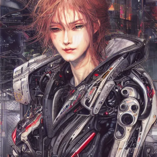 Prompt: a portrait of a character in a scenic environment by ayami kojima, hyperdetailed, cyberpunk, cool, cybernetically enhanced, trending on artstation